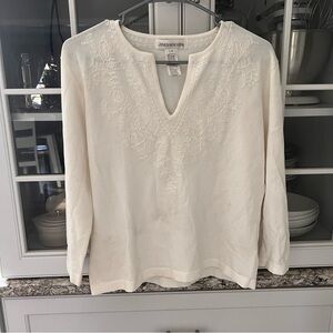 Jones‎ New York Women's White Floral Blouse